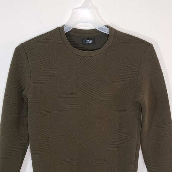 Zara Olive Green Crewneck Sweatshirt Size S - Picture 2 of 6